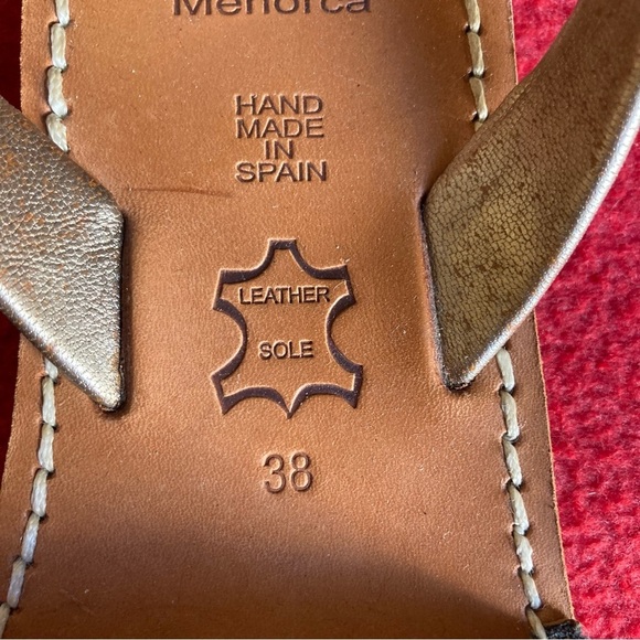 RIA Sz 38 Sequin Peacock Colourway Avarca Made ln Spain Menorca Leather Sandals - Picture 11 of 12